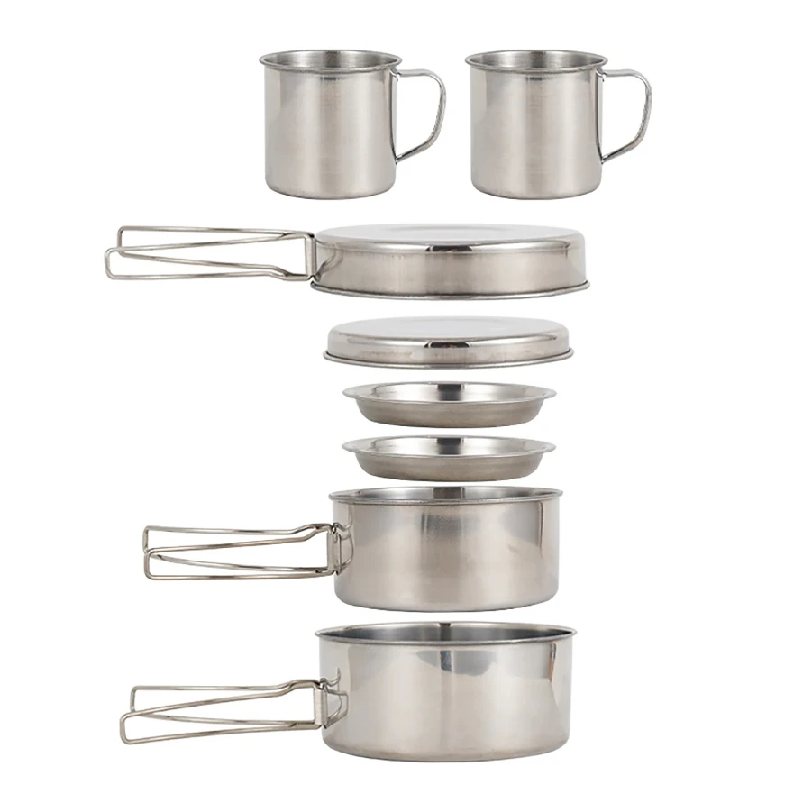 Camping Cooking Pots And Pans - Набор походной посуды из 8 предметов: