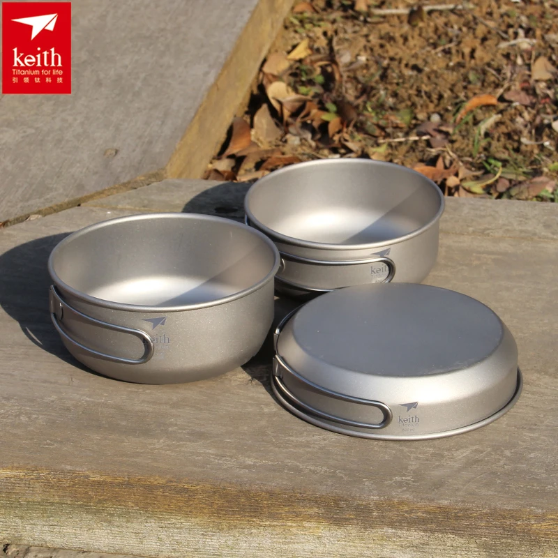Camping Cooking Pots And Pans - Keith 3 шт. титановая посуда, сковороды,