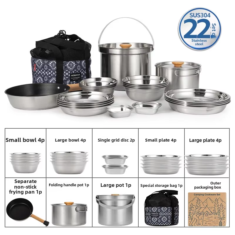 Camping Cooking Pots And Pans - NOBANA новейший уличный набор кастрюль из