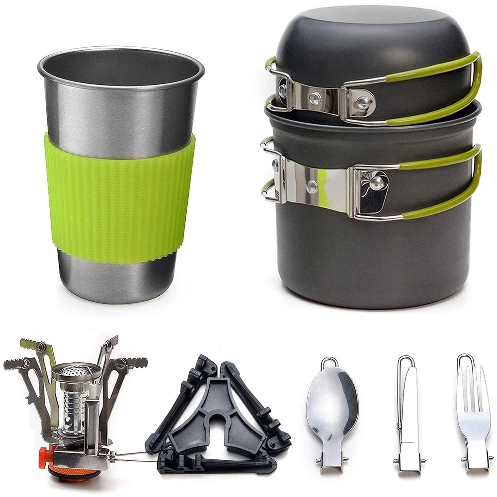 Camping Cooking Essentials - Набор посуды для кемпинга с плитой,