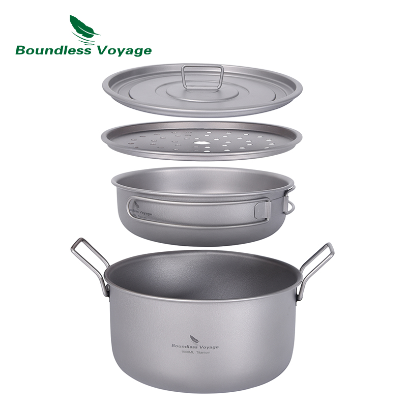 Camping Cooking Pots And Pans - Многофункциональная титановая Пароварка для супа с