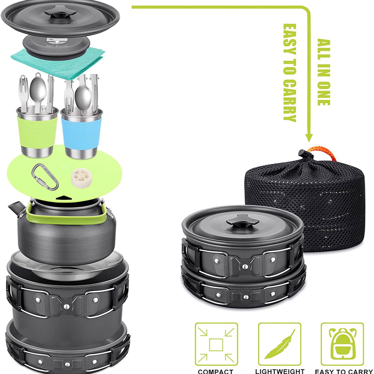 Набор для кемпинга на открытом – обзор и цена Camping Cooking Gear Set