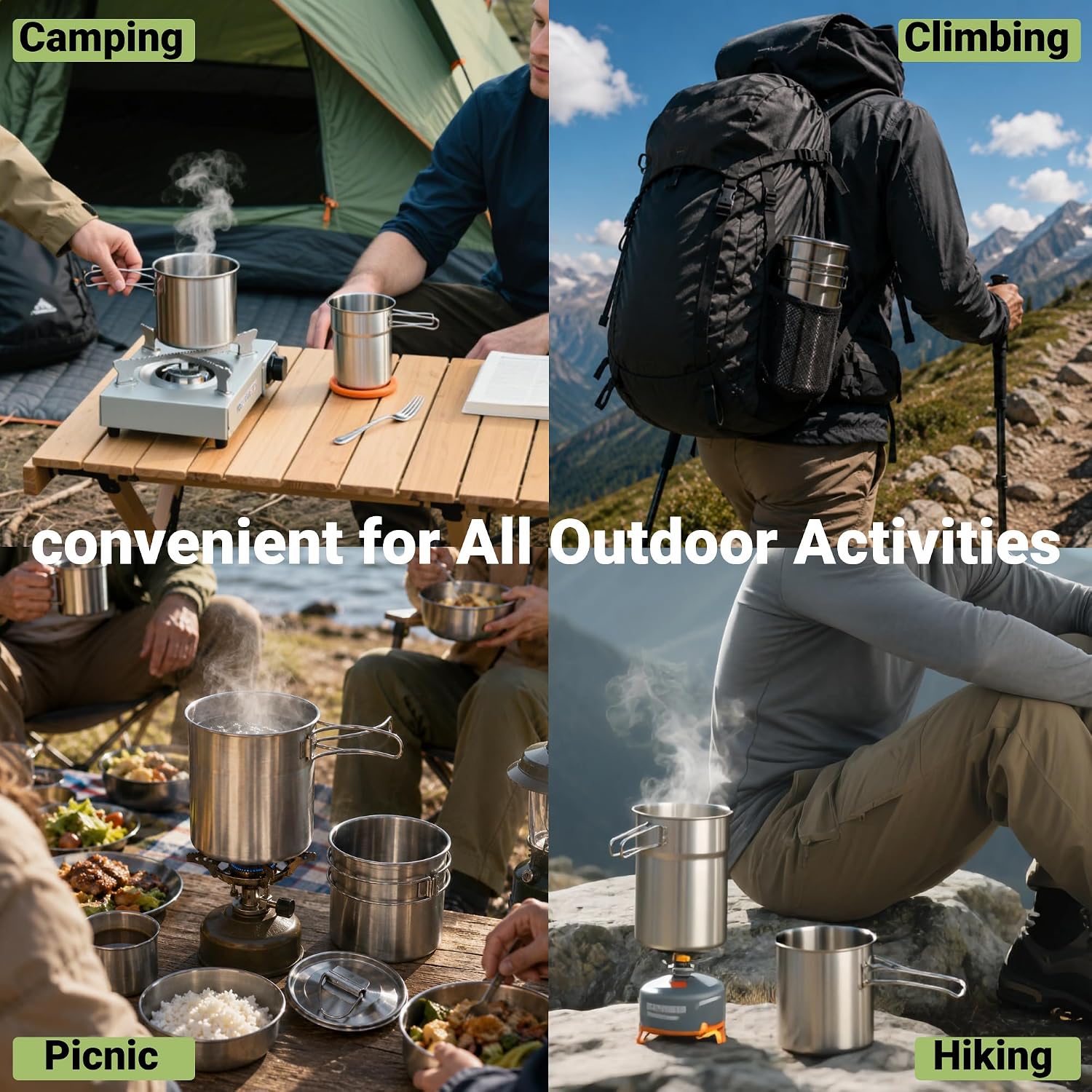 Складные походные кружки и чаш – обзор и цена Camping Cooking Pots And Pans