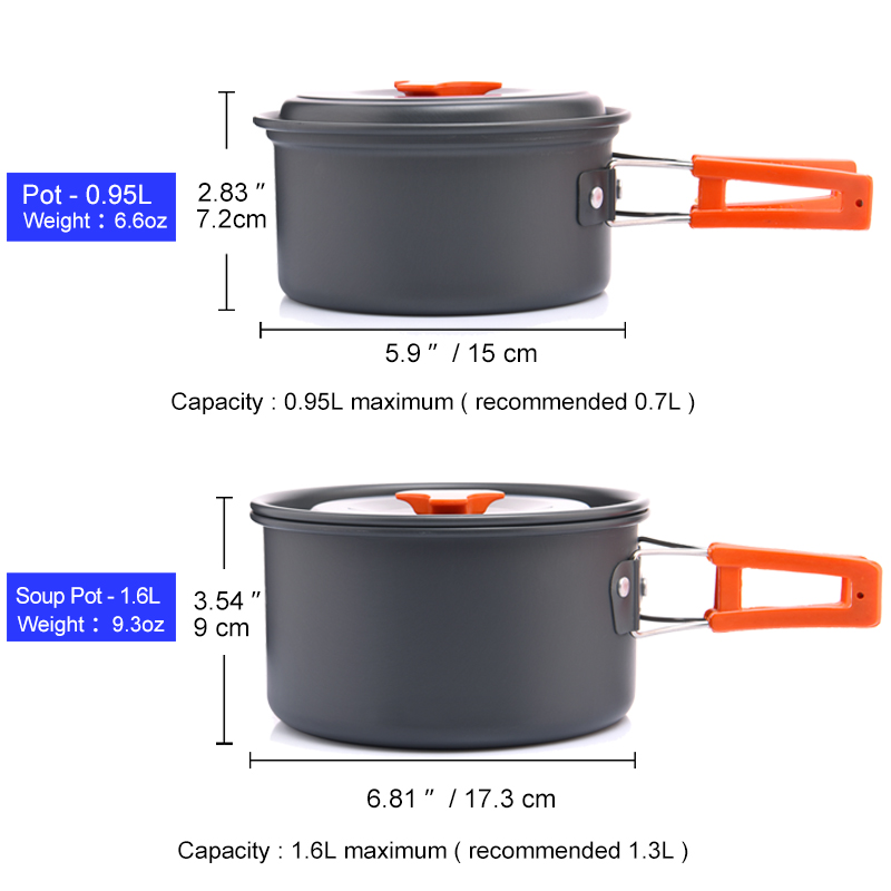 Набор посуды Widesea для кемпи – обзор и цена Camping Cooking Pots And Pans